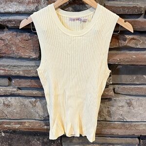 ESQUALO Ribbed Knit Light Butter Yellow Sleeveless Top